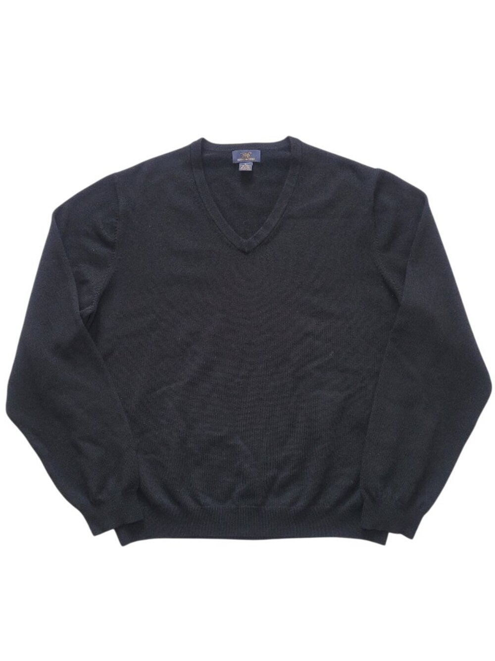 Brooks Brothers Mens V Neck Sweater Merino Wool Blend Black Large Preppy - Picture 3 of 7
